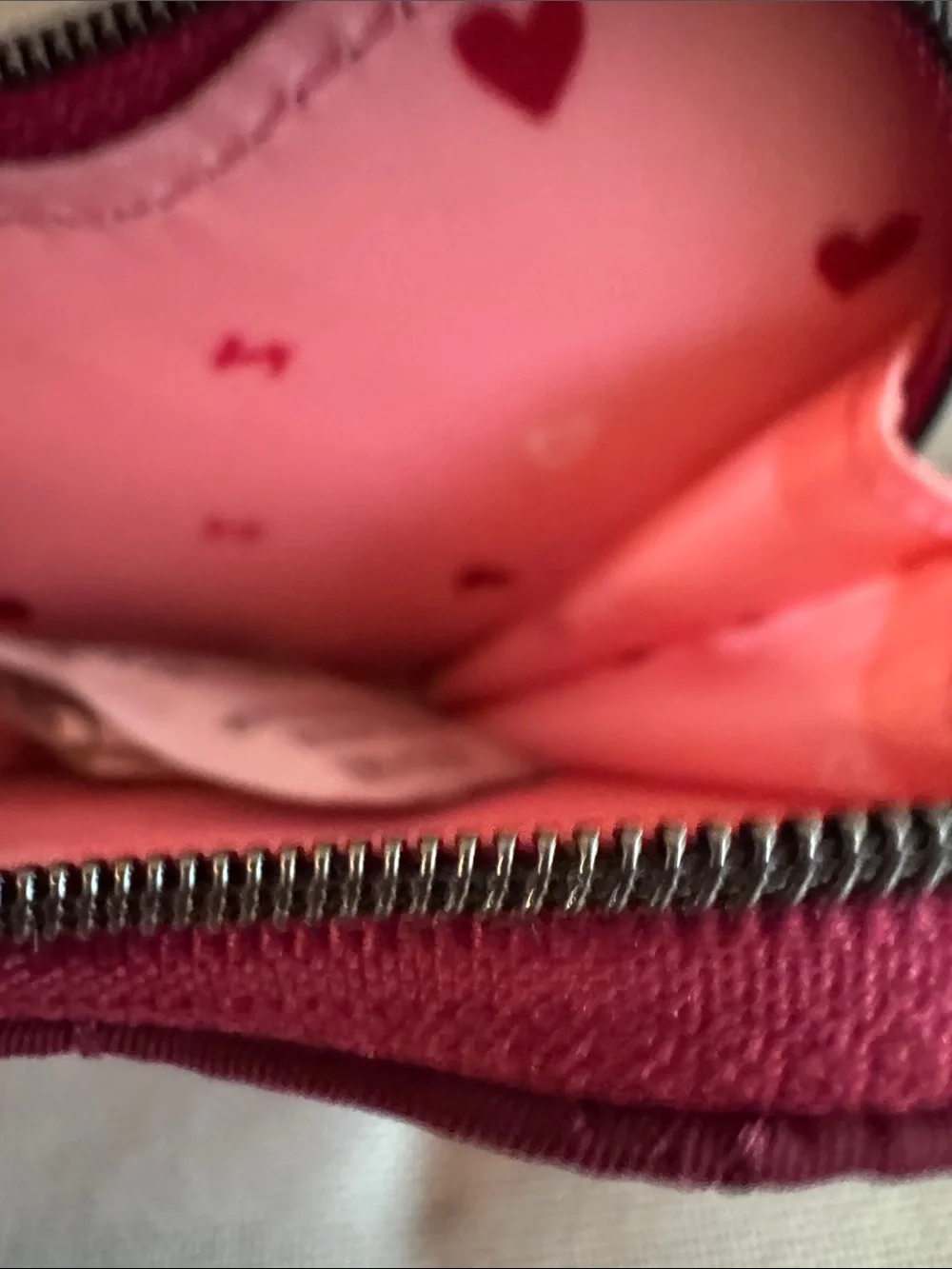 lug Heart-Shaped Quilted Coin Pouch in Raspberry NWT